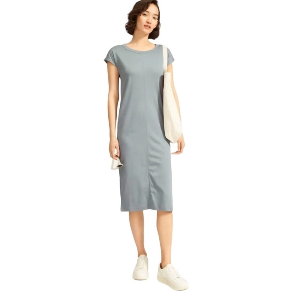 NWOT Everlane The Luxe Cotton Side Slit Minimalist Coastal Shirt Dress Oversized - Picture 2 of 5
